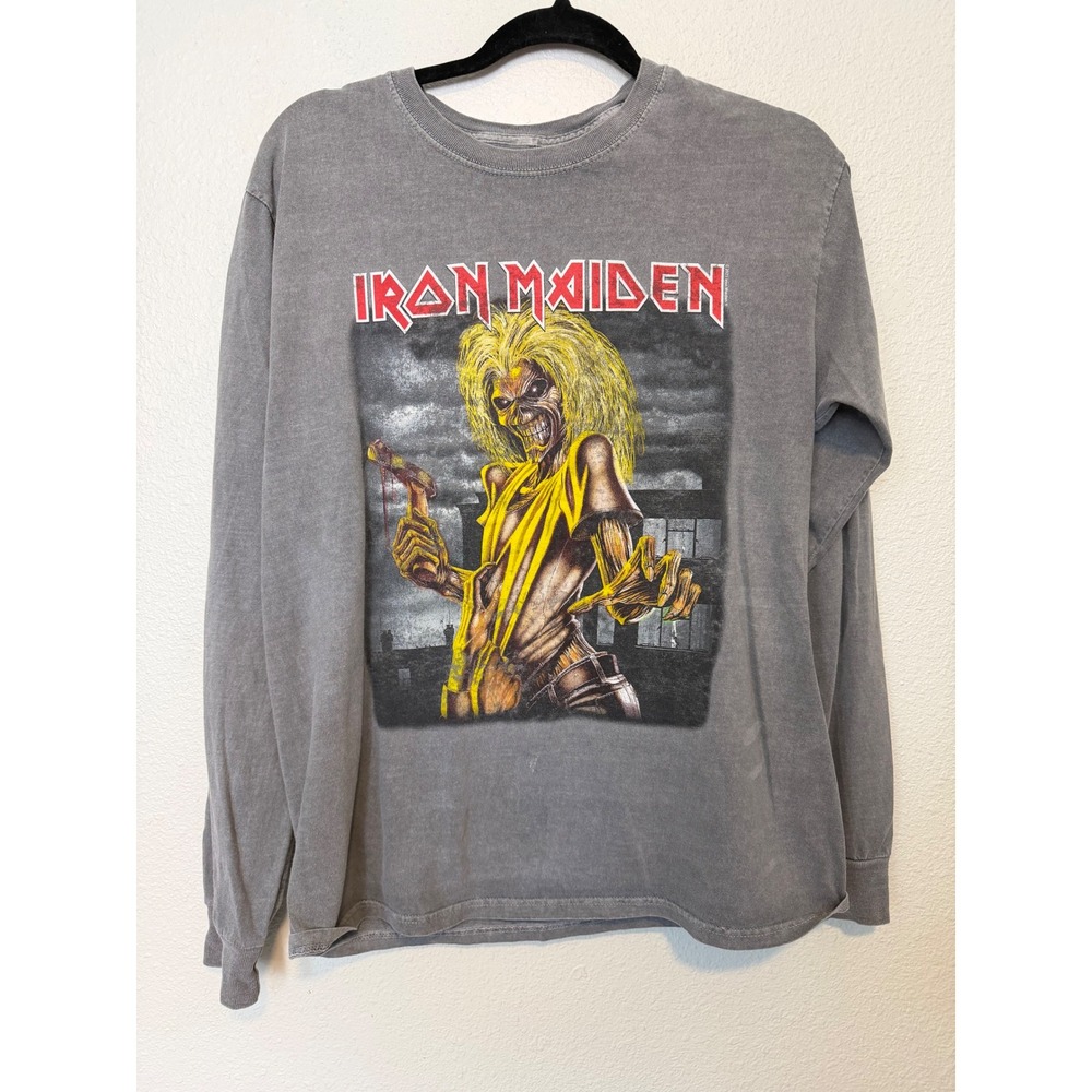 Iron Maiden Killers Graphic Long Sleeve Shirt Small Gray Rock Band Tee 2021